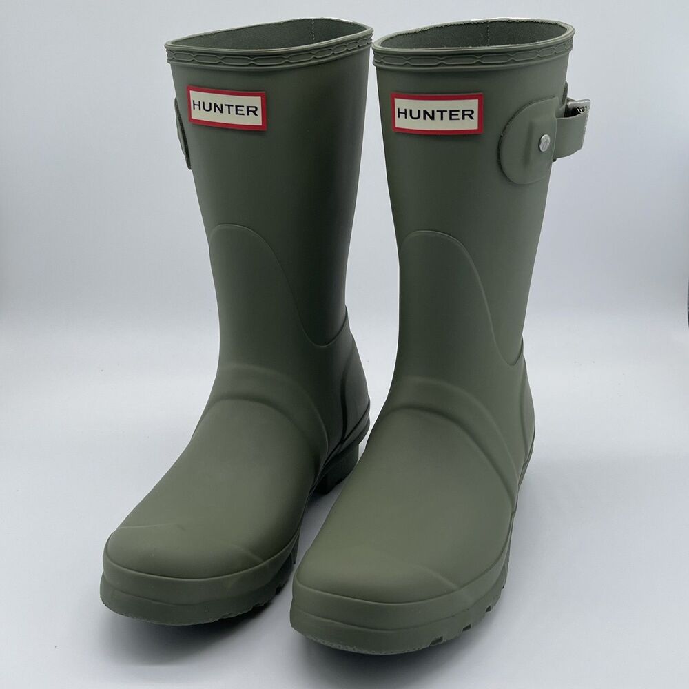 Hunter Original Short Tri Colour Backstrap Green Rain Boots | Women's 6 | NEW